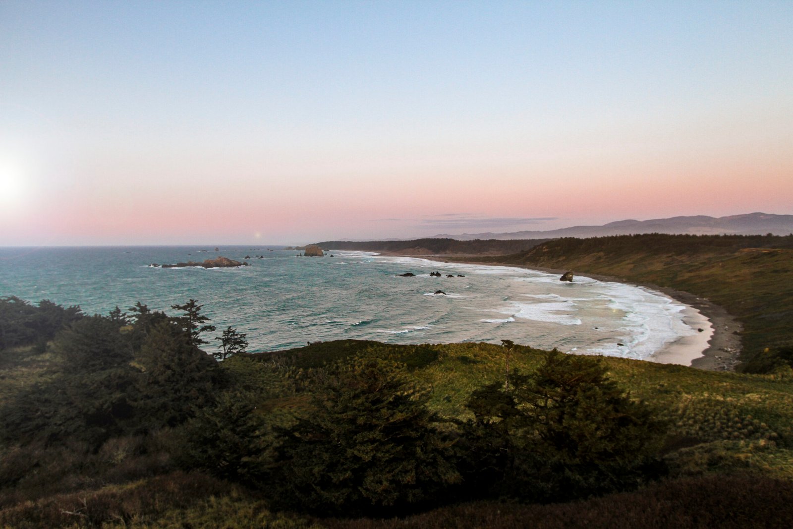 Oregon coast at sunset.